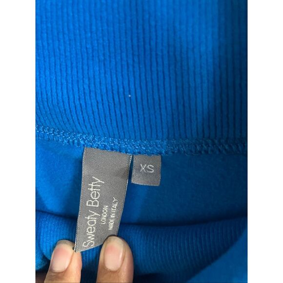 Sweaty Betty London made in Italy cowl neck blue sweater XS oversized #711 - Picture 4 of 7